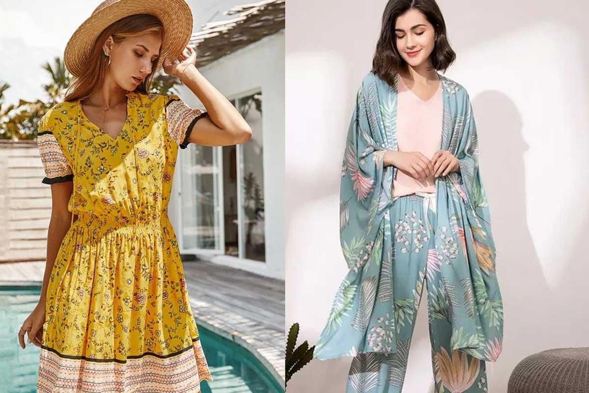 چند مدل لباس خانگی مناسب پارچه نخی گلدار | پارچه نگار