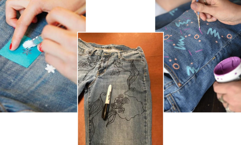 تزیین پارچه شلوار جین