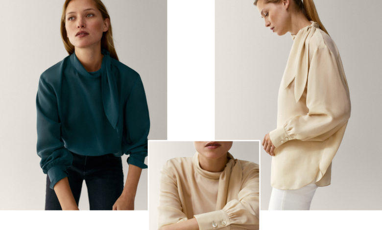 بلوز یقه کرواتی حریر ژورژت