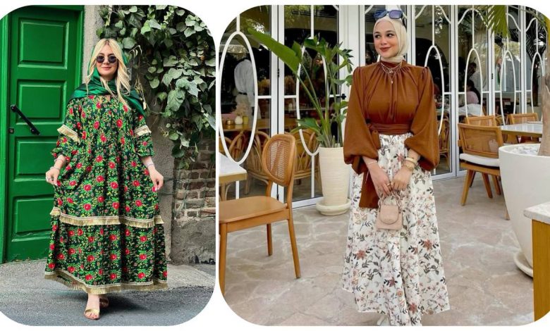 ۱۰-استایل-خیابانی-با-پارچه-نخی-گلدار