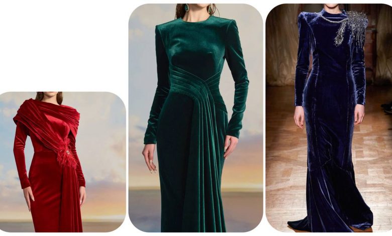 پارچه-مخمل-و-پیشنهاد-دوخت-لباس-مجلسی