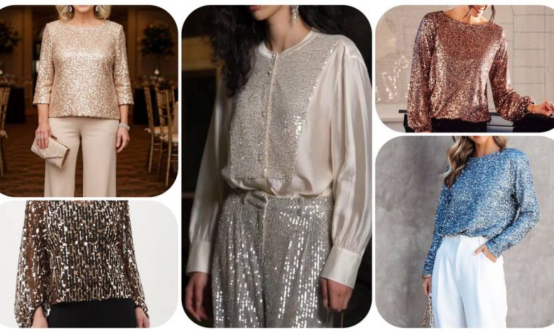 شومیز-مجلسی-با-پارچه-پولکی-+-10-ایده-دوخت-و-استایل