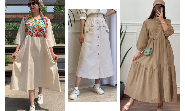 مدل پیراهن و دامن با پارچه لنین برای تابستان ۱۴۰۳