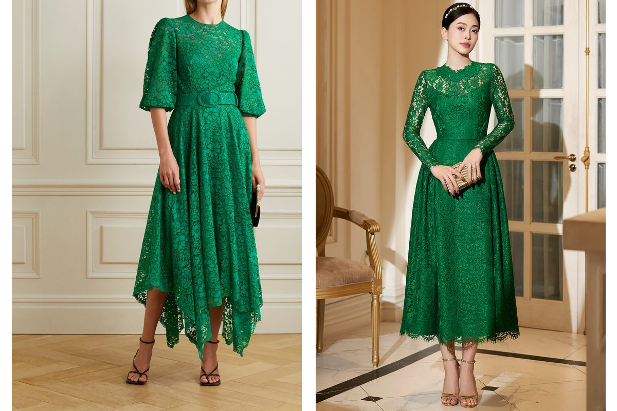لباس-مجلسی-سبز-با-پارچه-دانتل