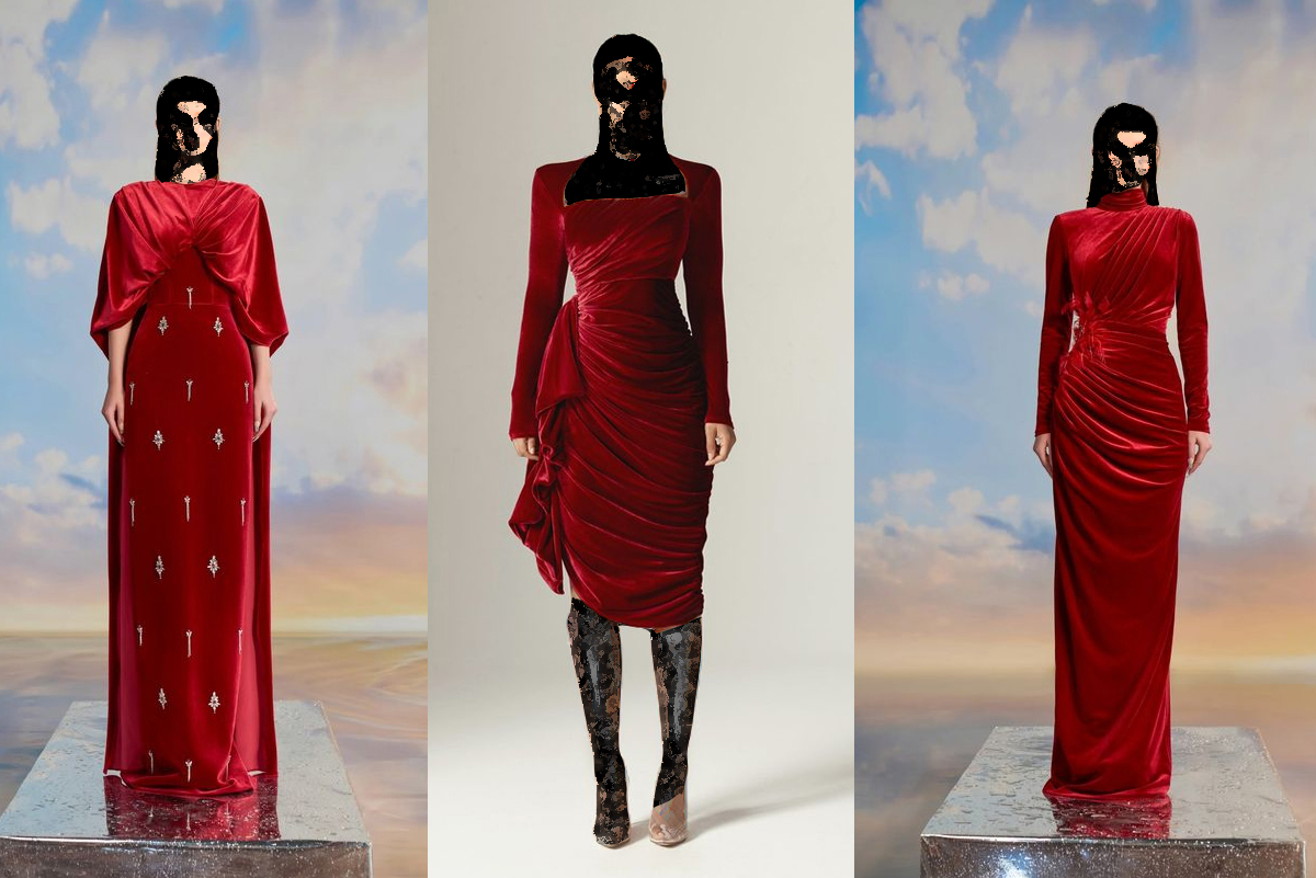 لباس-مجلسی-قرمز-با-پارچه-مخمل