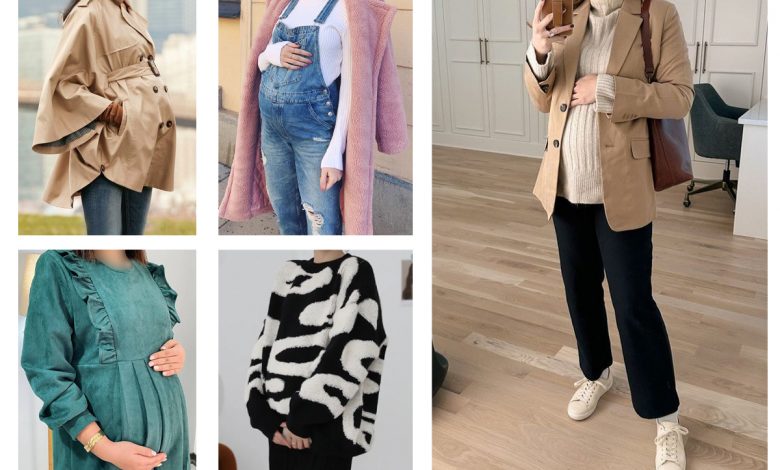 5-ایده-استایل-با-لباس-بارداری-گرم-مناسب-پاییز