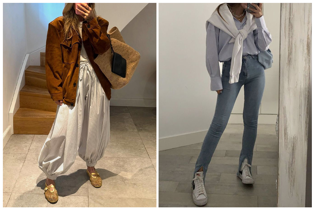 استایل ترندی با شلوار بالونی و سوپر اسکینی