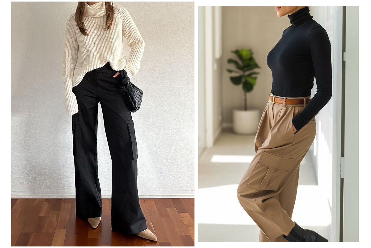 بلوز یقه اسکی با شلوار کارگو