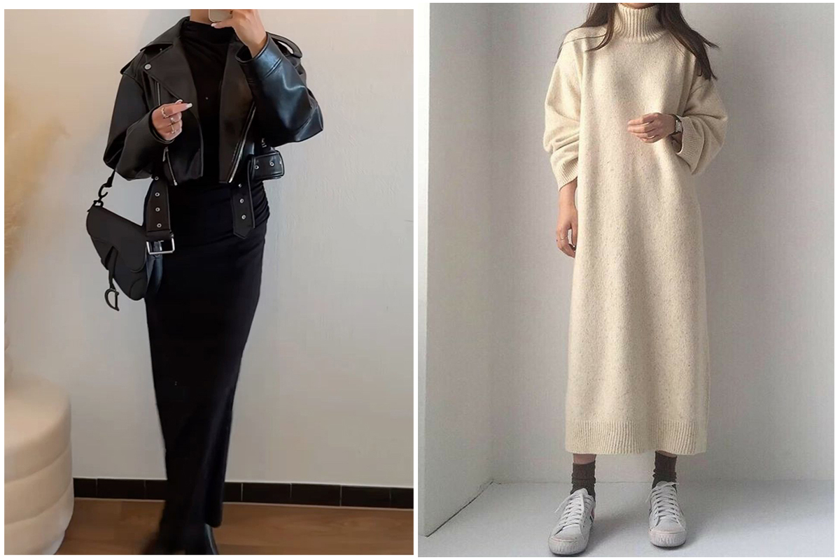 پیراهن میدی بافت با کراپ کت کژوال