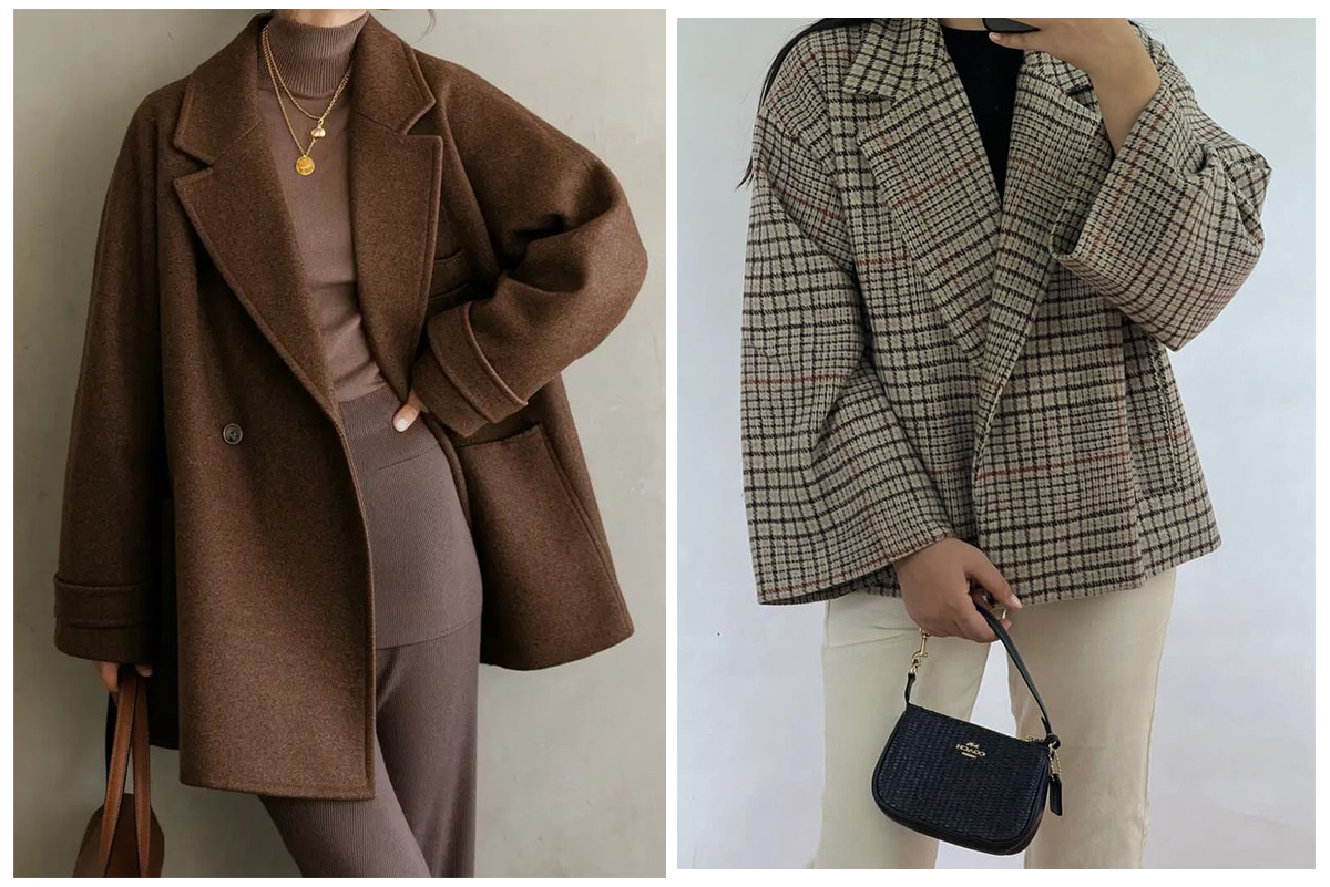 کت اورسایز زنانه با شلوار پارچه‌ای راسته