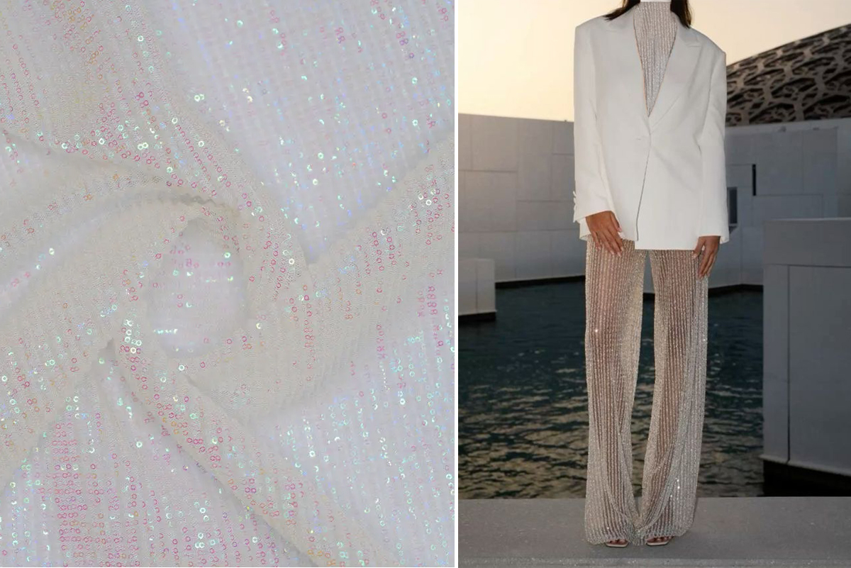 شلوار-با-پارچه-تور-پولک-دوزی،-جلوه‌-جسورانه-مدرن