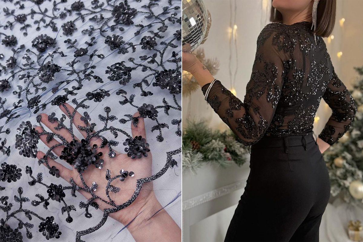 شومیز-با-پارچه-تور-پولک-دوزی؛-تلفیق-وقار-و-درخشش