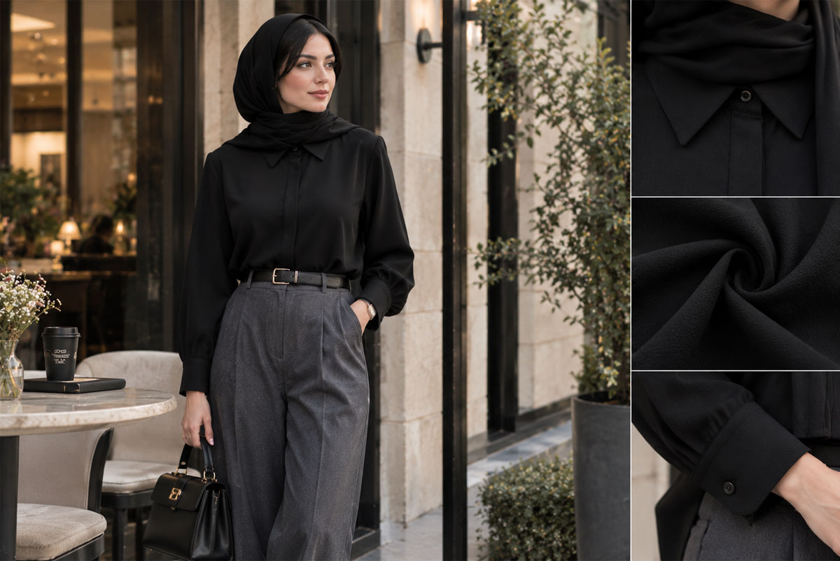 شومیز-مشکی-کرپ؛-انتخابی-هوشمندانه-برای-موقعیت-های-رسمی