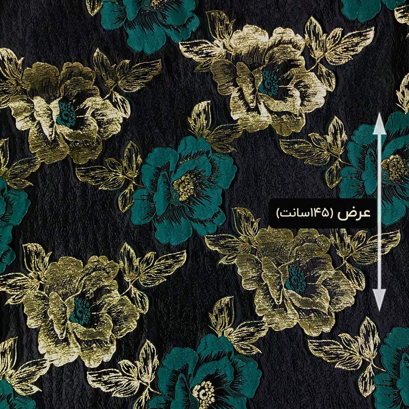 پارچه ژاکارد تافته آناشید رنگ سبز طلایی 