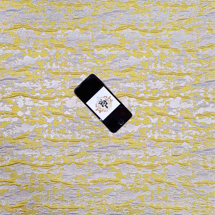 پارچه ژاکارد ویسکوز بهرخ رنگ زرد طوسی 