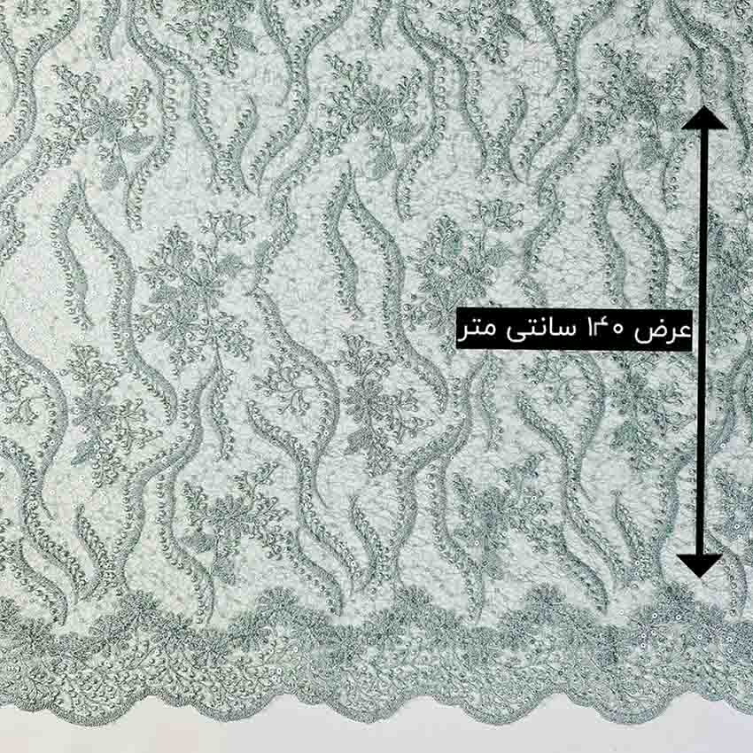 پارچه دانتل پولکی طرح 196098 رنگ سبز اقیانوسی 