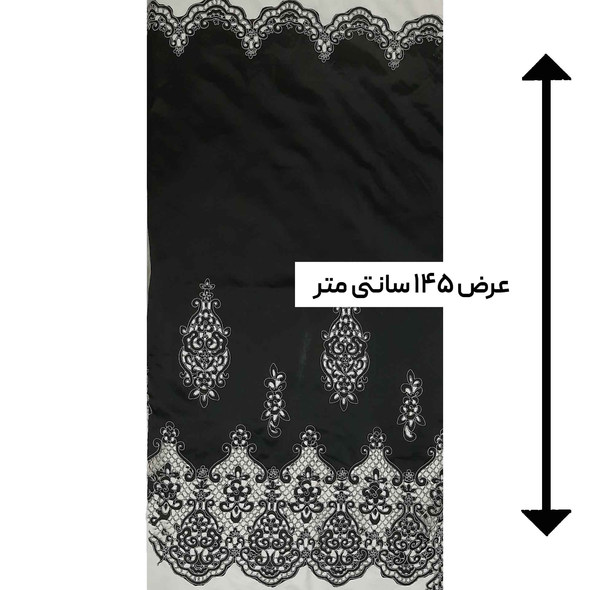 پارچه ساتن سوزن دوزی مرسیا رنگ مشکی 
