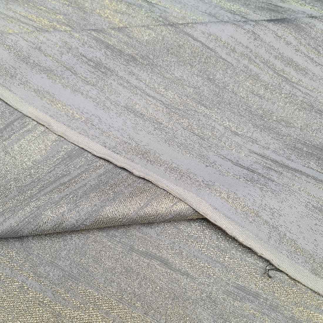 پارچه ژاکارد سیملی ابری رنگ طوسی طلایی 