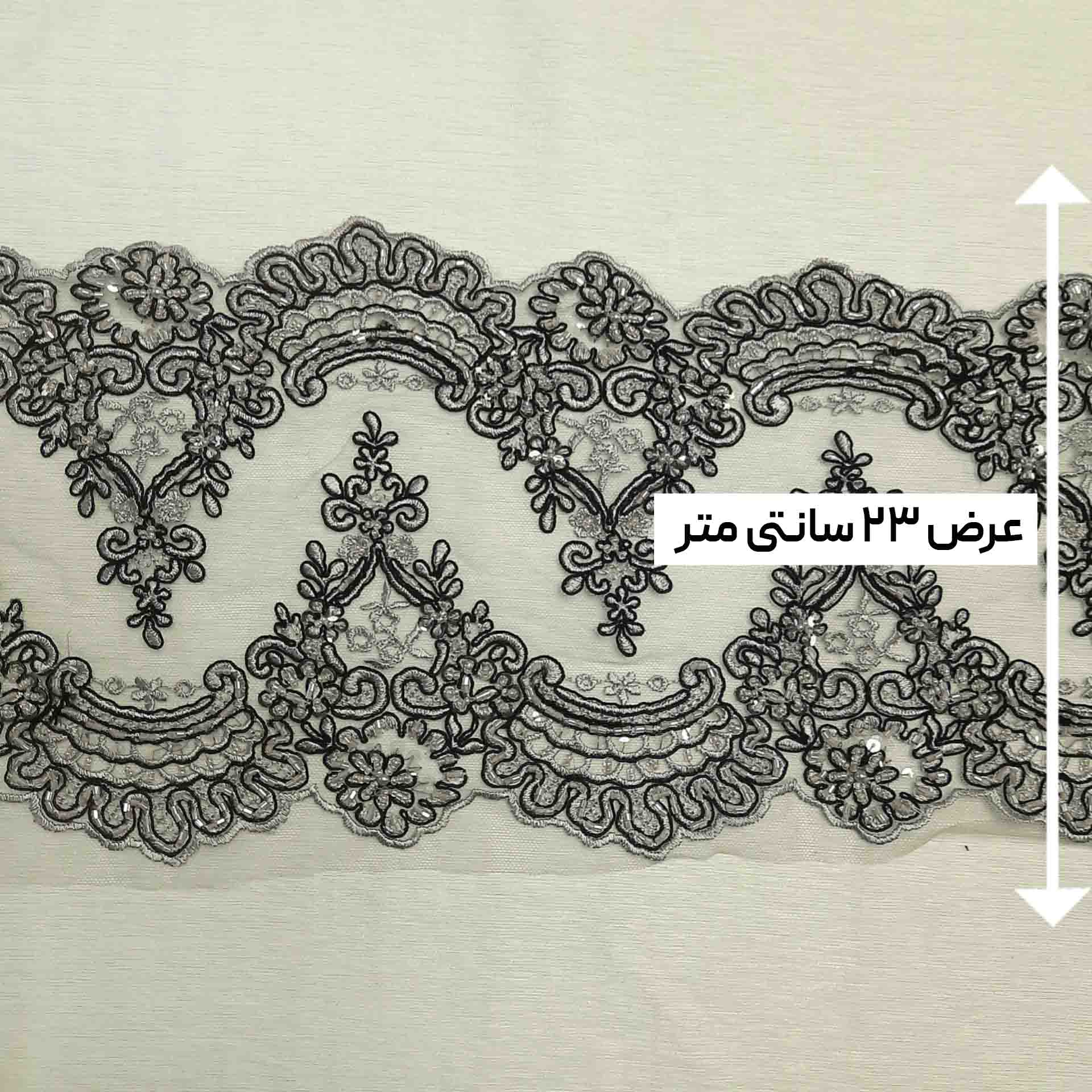 نوار دانتل کار شده رنگ نقره ای