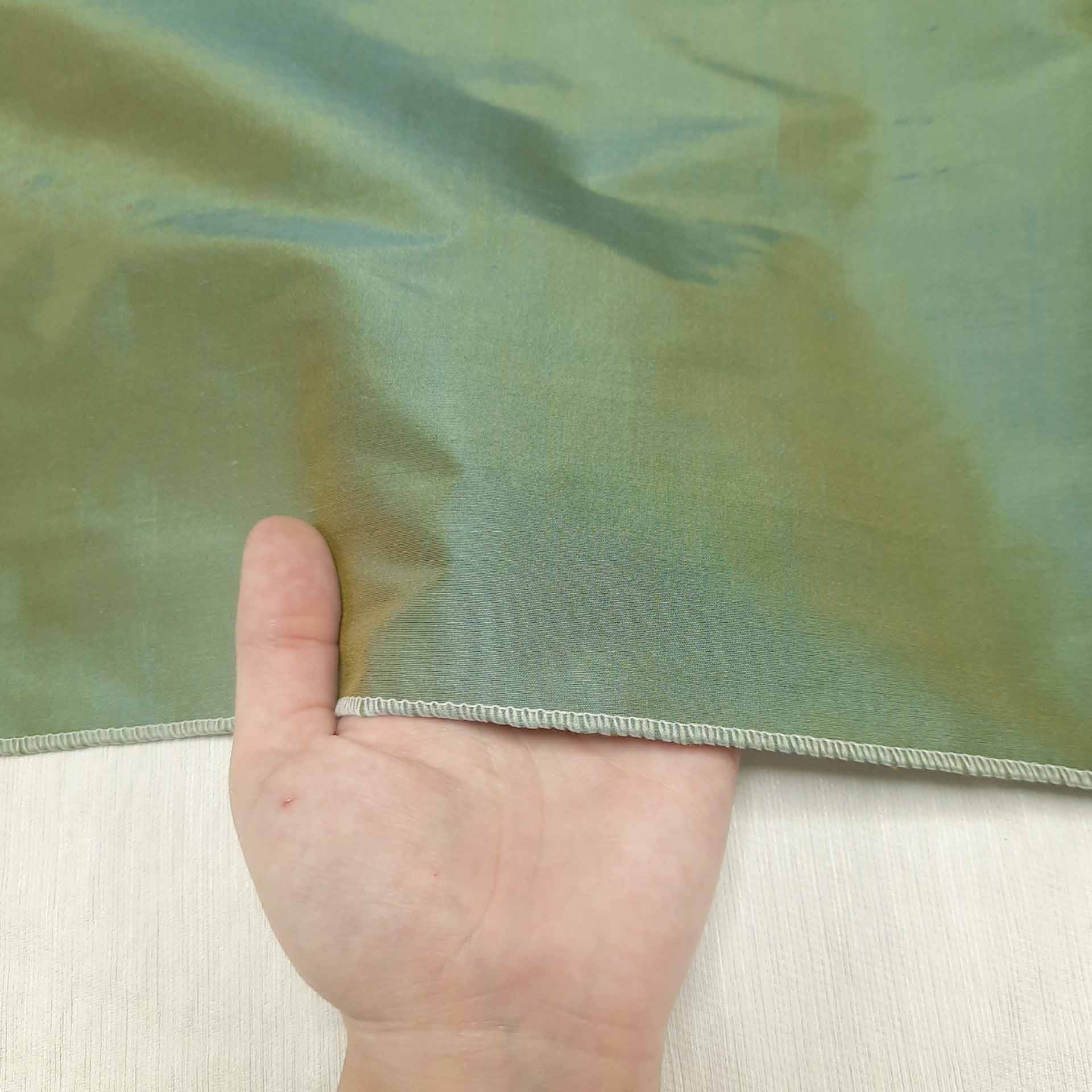 پارچه ابریشم خام رنگ سبز کبود 
