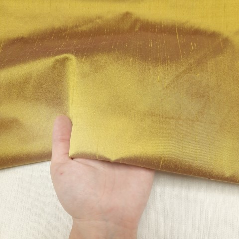 پارچه ابریشم خام رنگ طلایی خردلی 