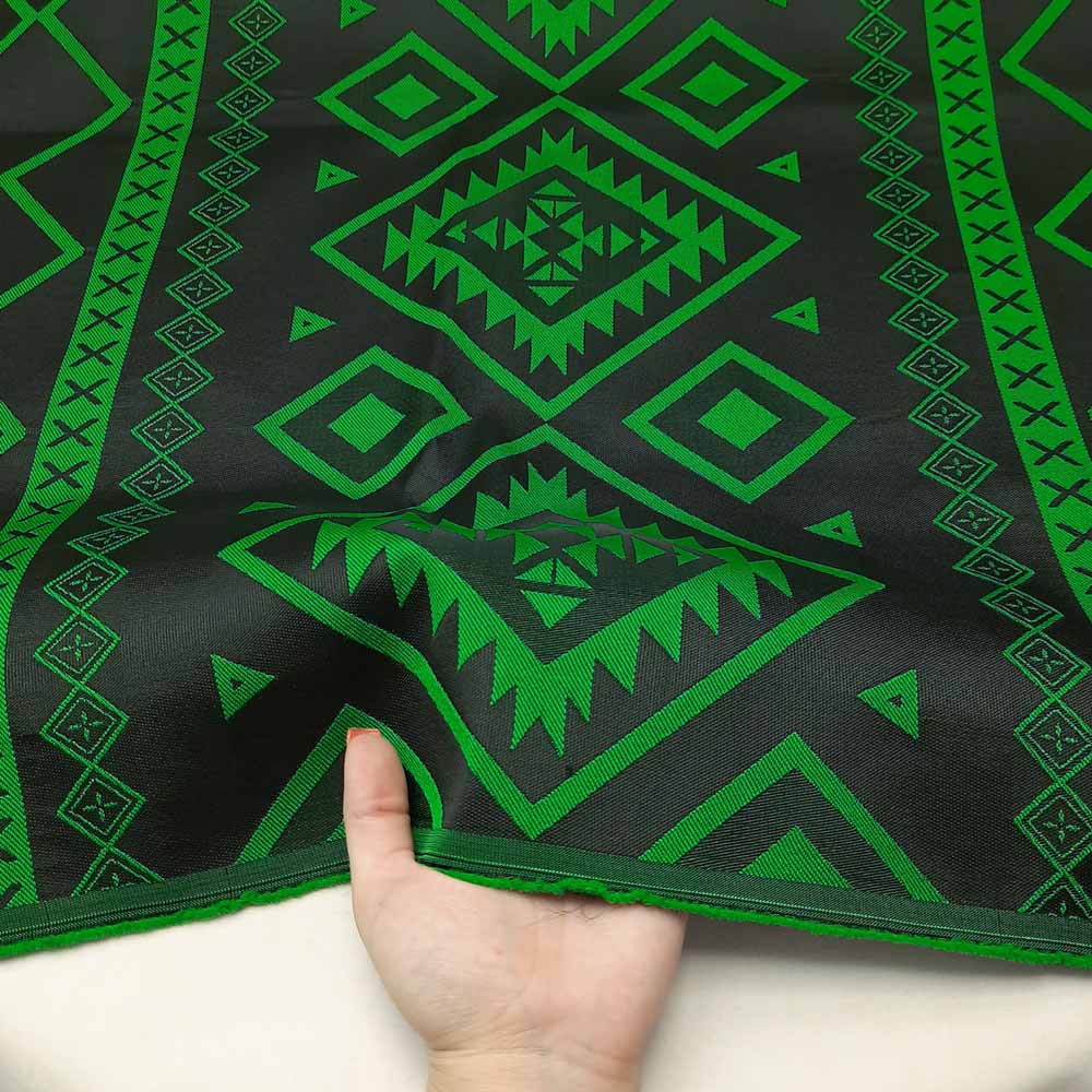 پارچه ژاکارد تافته مانیسا رنگ مشکی سبز 40 
