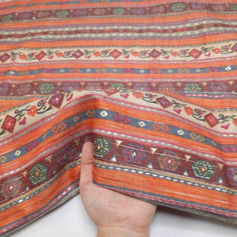 پارچه نخی باتیک هندی 3 رنگ نارنجی 