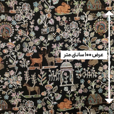 پارچه لینن سوزن دوزی هندی 96 رنگ مشکی 