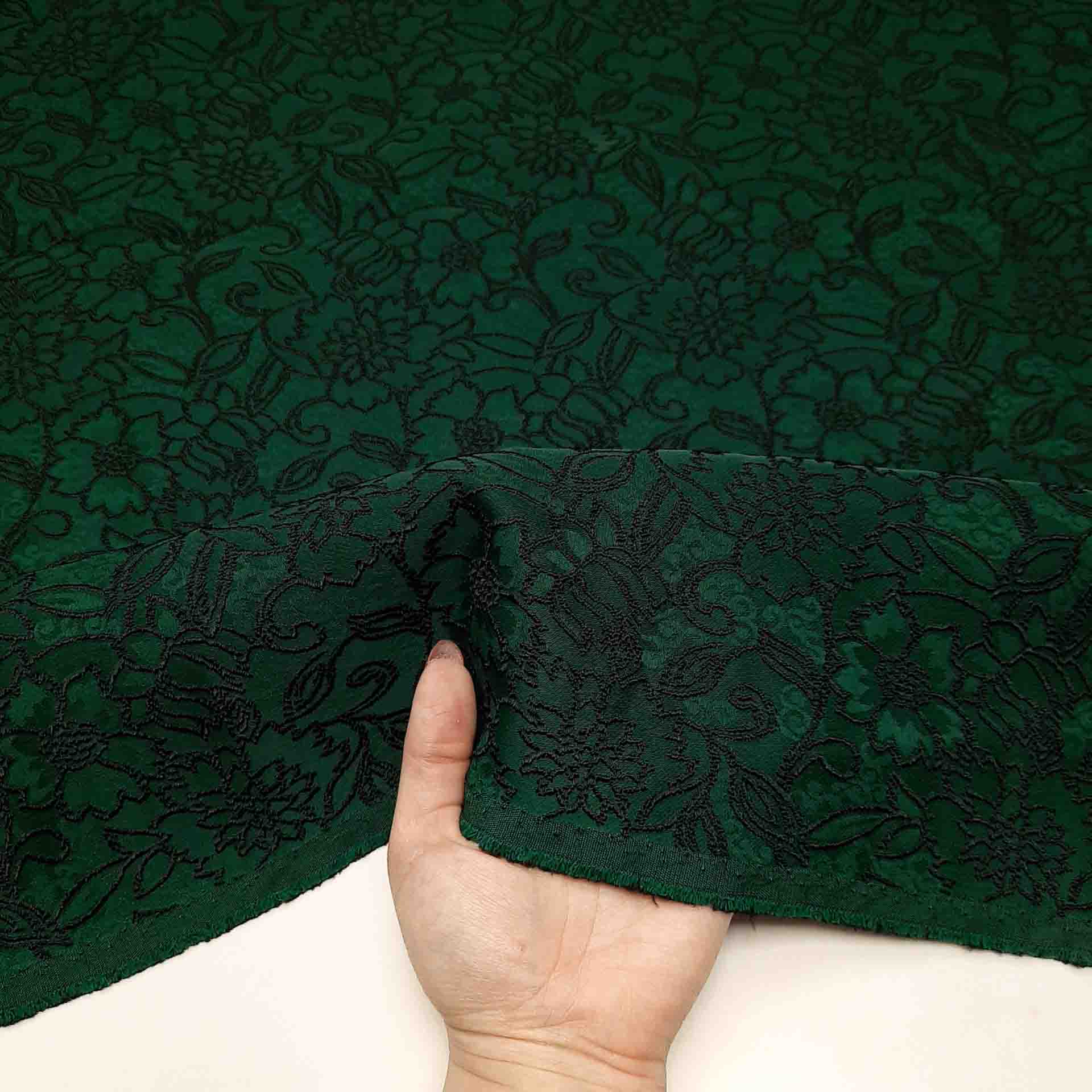 پارچه ژاکارد ابریشم ترک آدریل رنگ سرمه ای سبز 