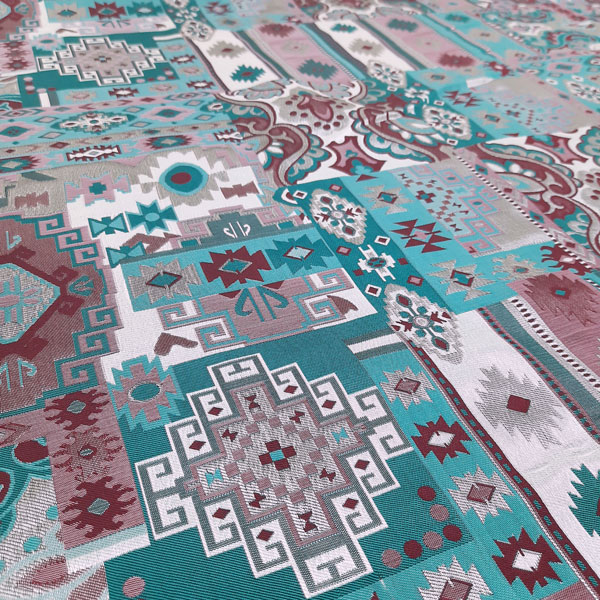 پارچه ژاکارد تافته سولینا رنگ تیفانی 