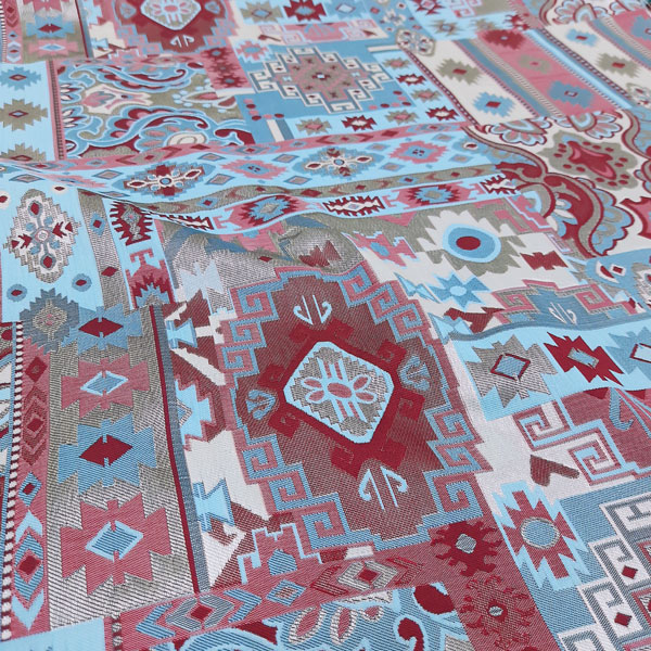 پارچه ژاکارد تافته سولینا رنگ آسمانی گیلاسی 