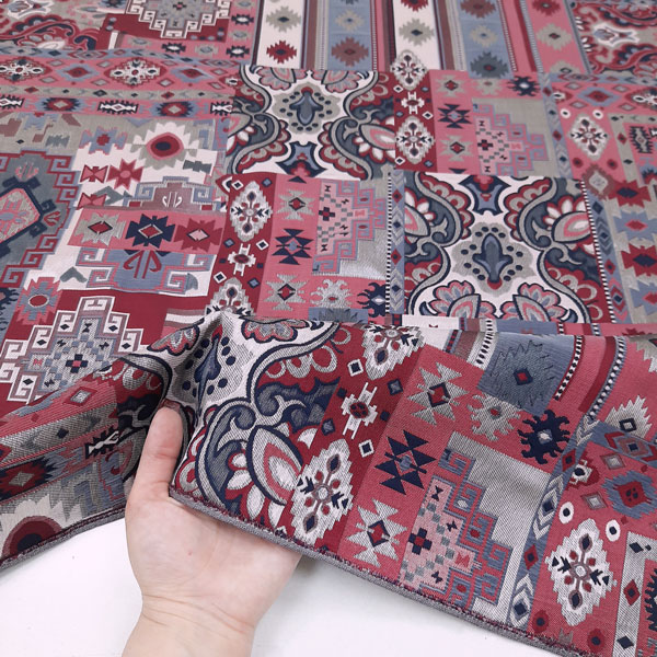 پارچه ژاکارد تافته سولینا رنگ سرمه ای آلبالویی 