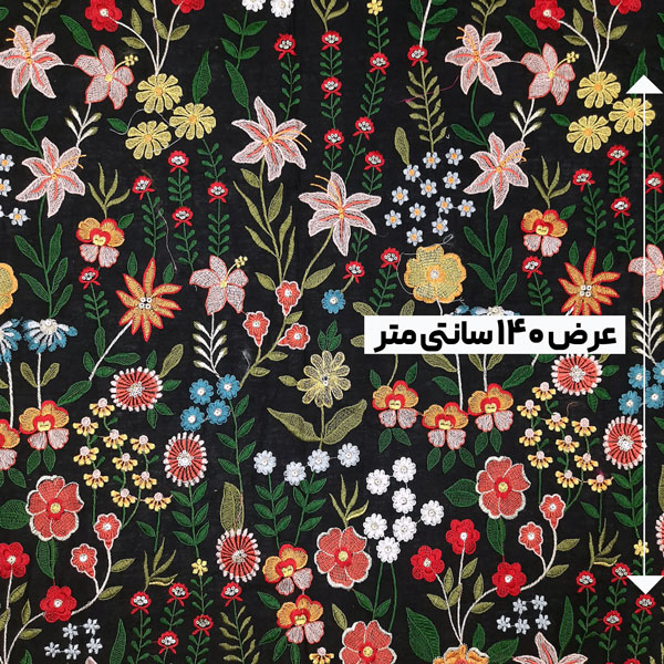 پارچه لینن سوزن دوزی هندی 195 رنگ مشکی 