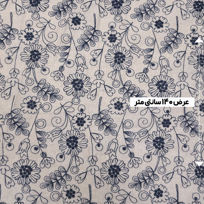 پارچه لینن برودری نچرال رنگ 7 