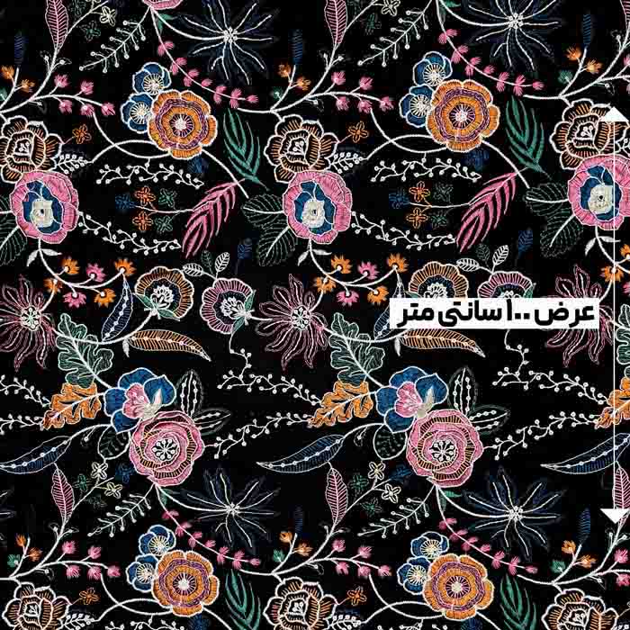 پارچه لینن سوزن دوزی هندی 204 رنگ مشکی 