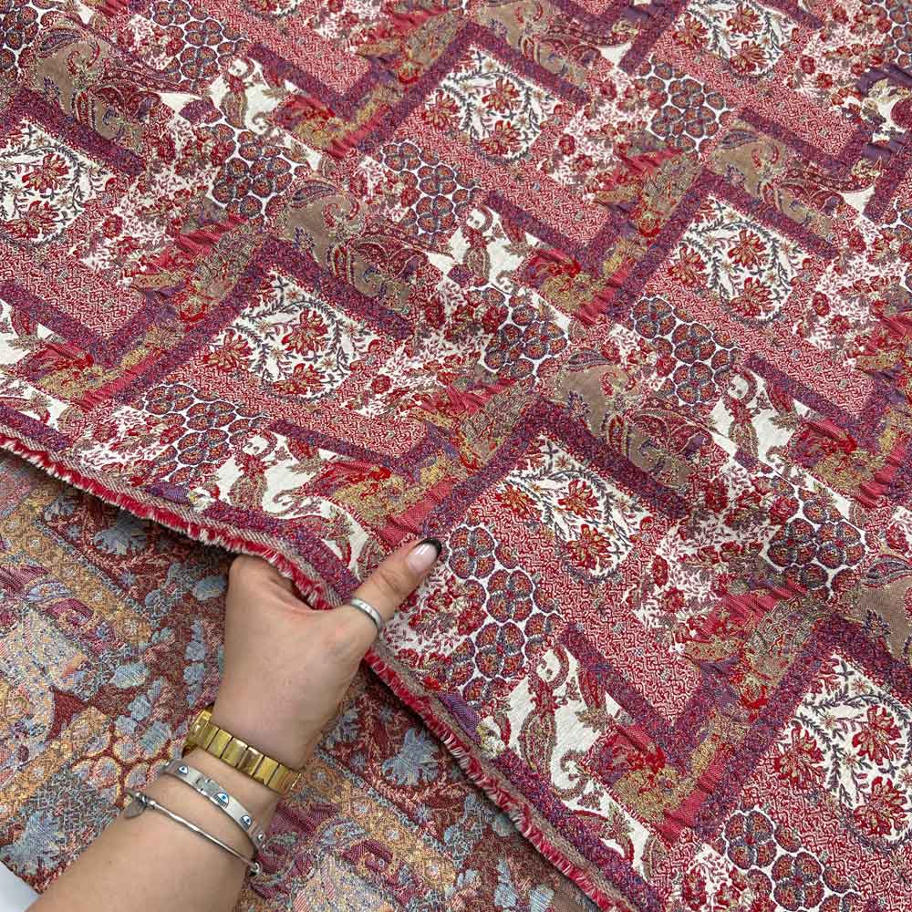 پارچه ژاکارد ویسکوز ترک زووی رنگ لاکی کبود 