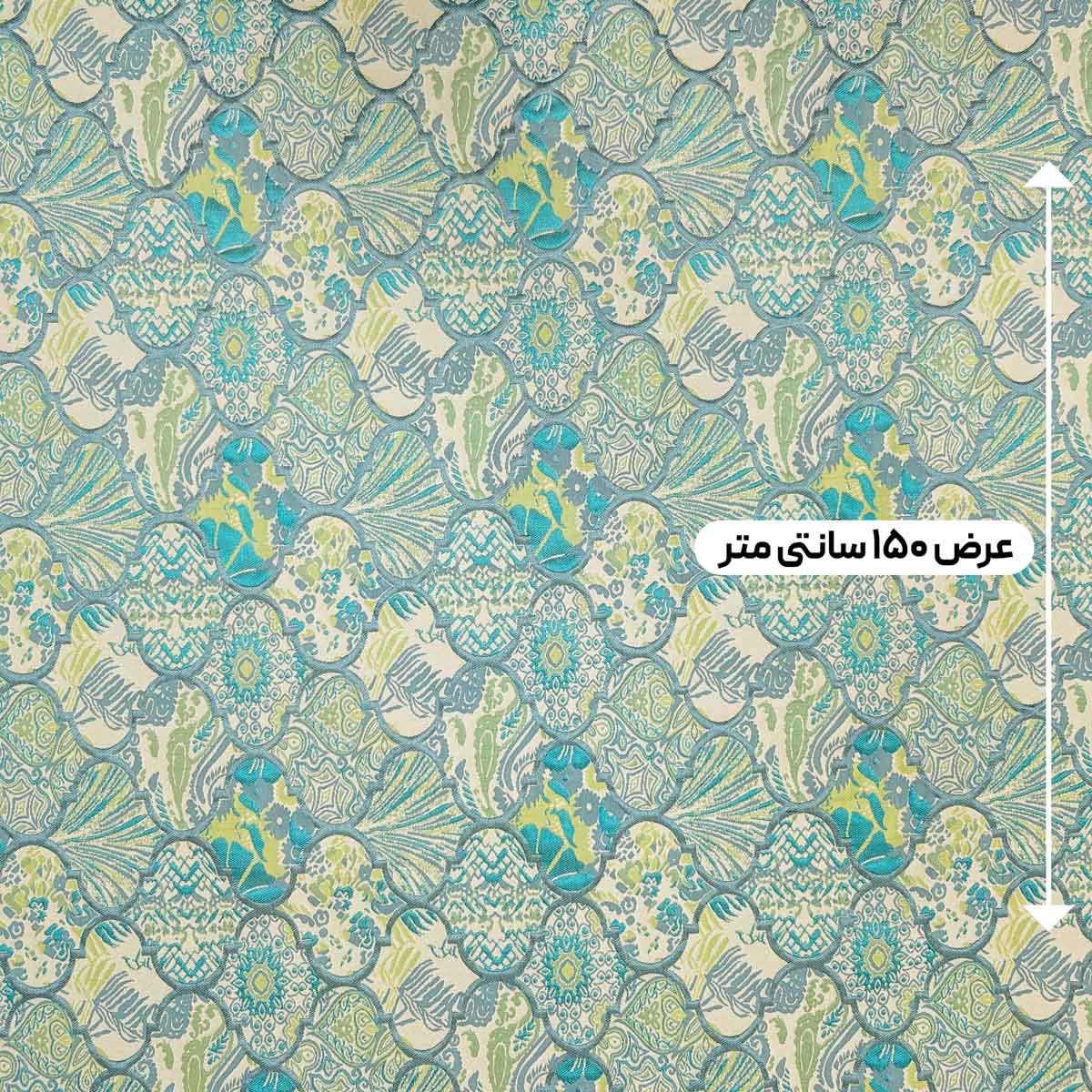 پارچه ژاکارد پنبه نیوکل رنگ سبز آبی 