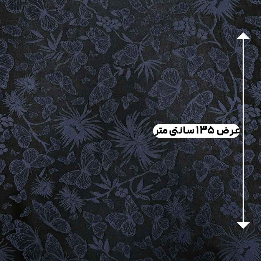 پارچه ژاکارد ابریشم ترک ژانین رنگ سرمه ای مشکی 