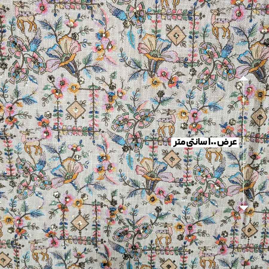 پارچه کنفی سوزن دوزی هندی رنگ 2 