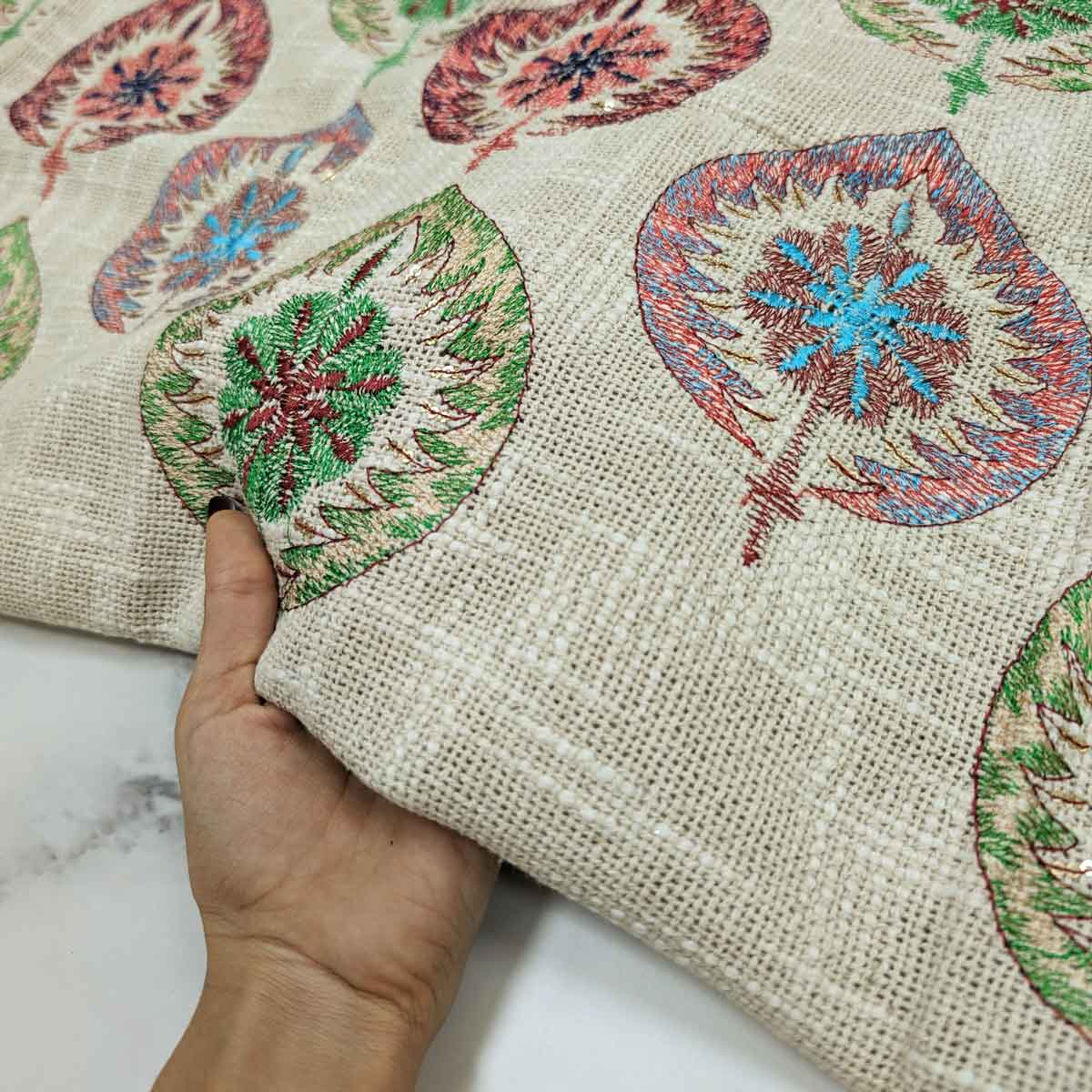 پارچه کنفی سوزن دوزی هندی رنگ 3 