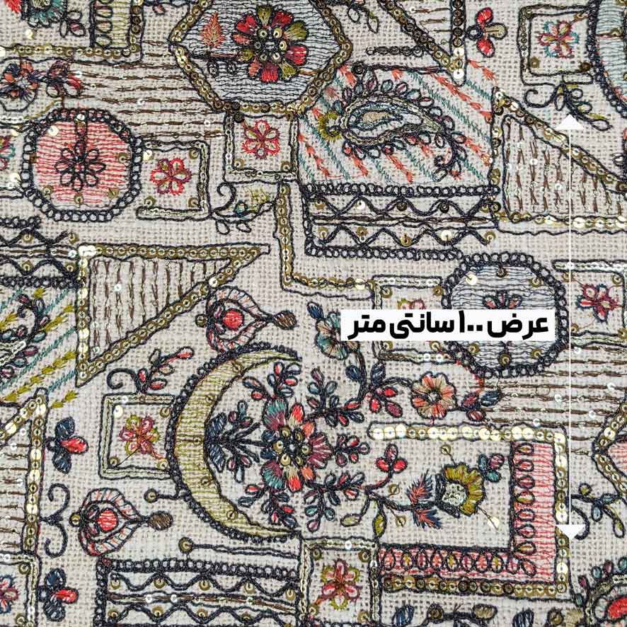 پارچه کنفی سوزن دوزی هندی رنگ 1 