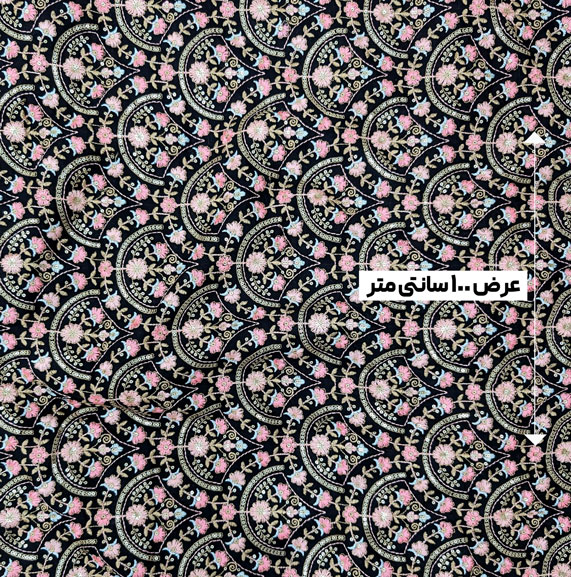 پارچه لینن سوزن دوزی دهلی 125 رنگ مشکی 