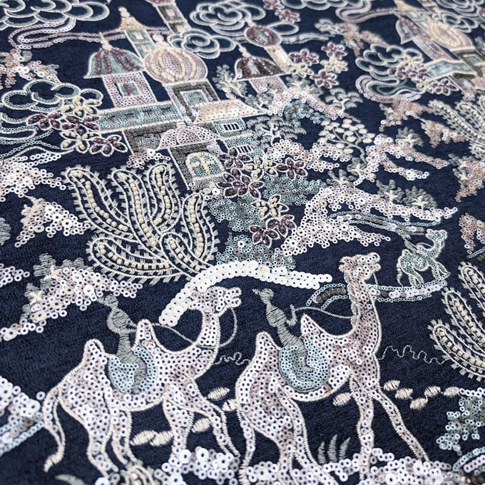 پارچه جین برودری مولتی رنگ 1 