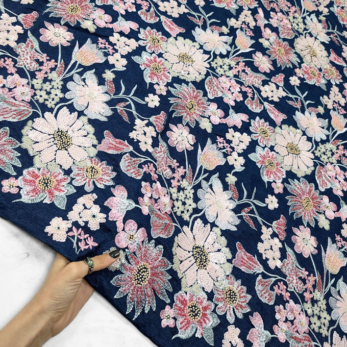 پارچه جین برودری مولتی رنگ 2 