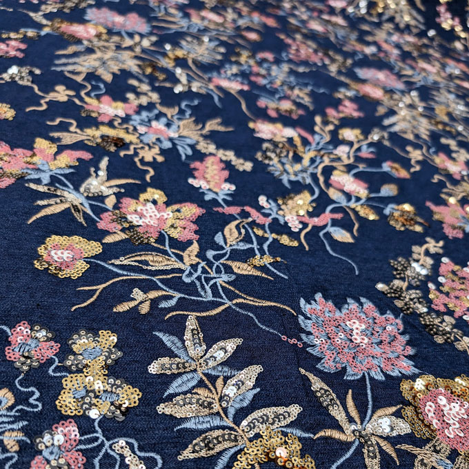 پارچه جین برودری مولتی رنگ 4 