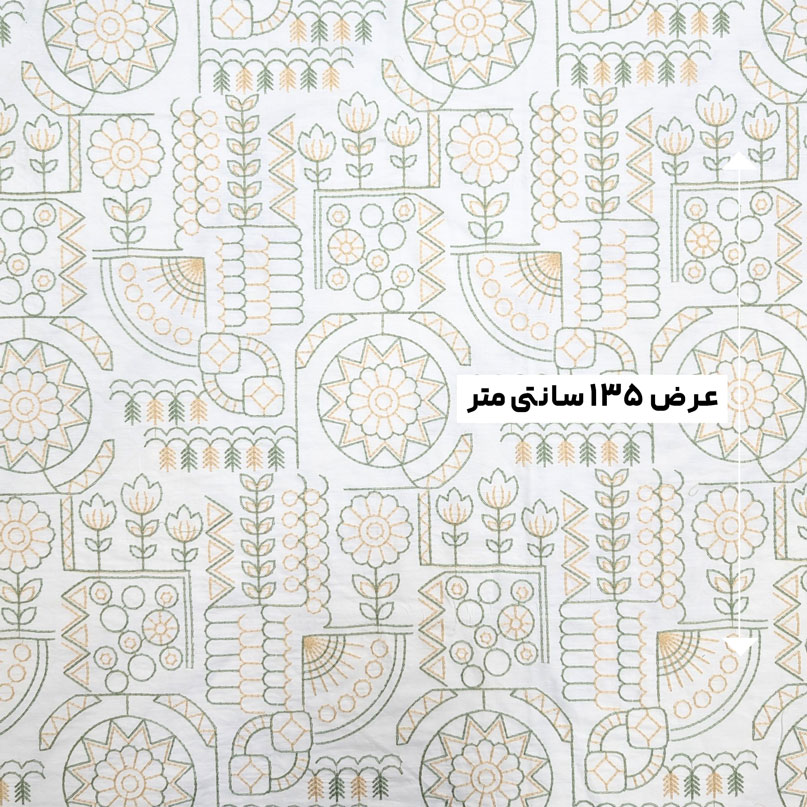 پارچه پوپلین گلدوزی 1 رنگ سفید 