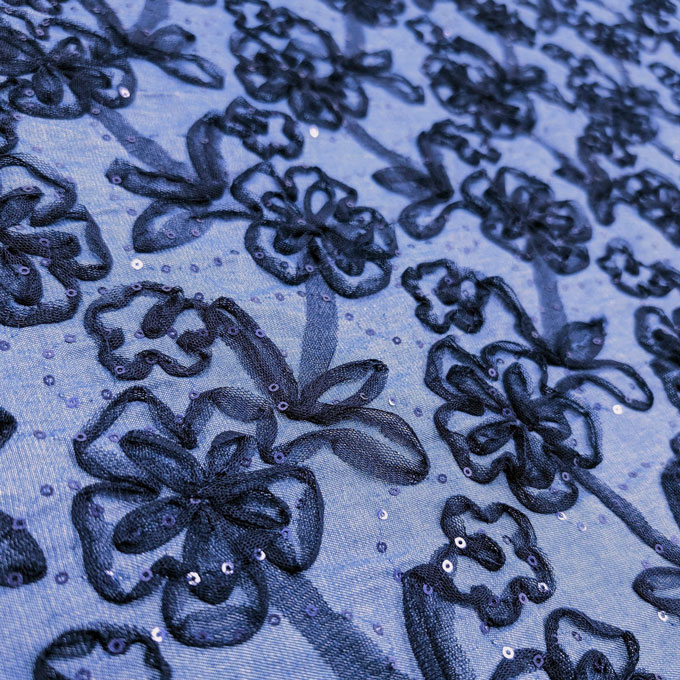 پارچه جین ربان دوزی ترک رنگ 1 