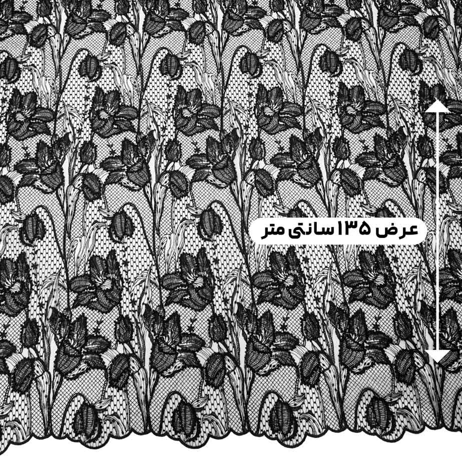 پارچه تور دانتل مشکی رنگ 80 