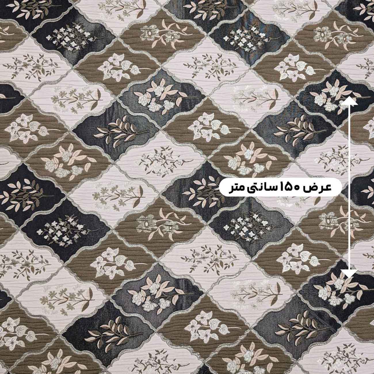 پارچه ژاکارد تافته 4086 رنگ شتری مشکی