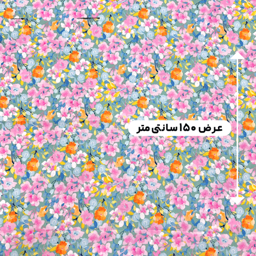 پارچه کرپ حریر گلدار رنگ 66